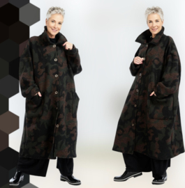 AKH oversized lange wollen winterjas/mantel  gevoerd