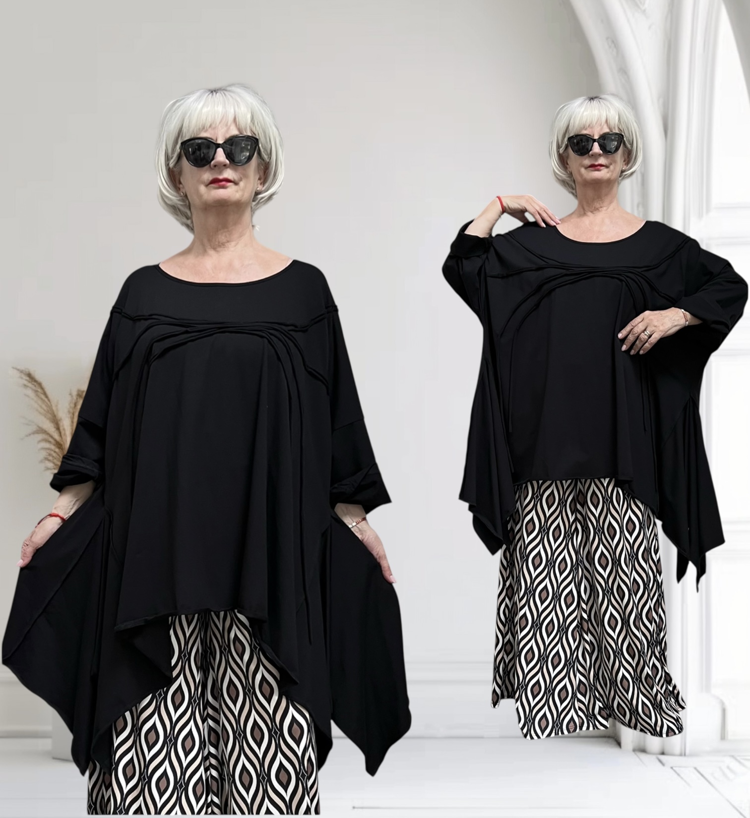 Vincenzo Allocca oversized viscose  A-lijn tuniek apart zwart