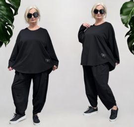 SASHA Noa jersey oversized katoen vrijetijdspak(top + broek) apart stretch zwart