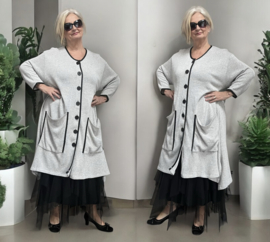 AKH gebreide oversized katoen A-lijn vest/blazer apart stretch
