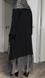 AKH oversized jersey viscose  mix A-lijn tuniek met col zwart apart  stretch
