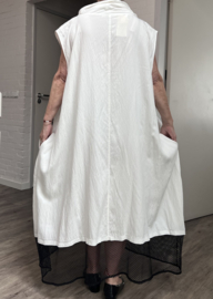 Zedd Plus viscose A-lijn jurk met zakken /wit/zwart