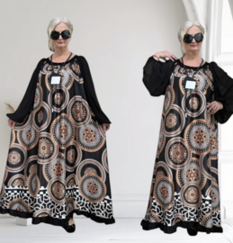 SASHA MORA oversized A-lijn jurk met een vleugje zijde zwart