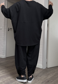 SASHA Noa jersey oversized katoen vrijetijdspak(top + broek) apart stretch zwart