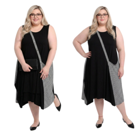 Naveed  viscose jersey A-lijn jurk stretch zwart/wit