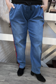 Vincenzo Allocca wijde katoen jeans broek zwart met bis ( extra groot)stretch