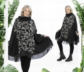 AKH oversized viscose A-lijn tuniek  apart zwart/grijs stretch
