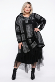 IZZY Style punta viscose A-lijn blazer/vest/jas grijs/zwart stretch