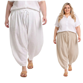 ITALIA MODA oversized mousseline katoen broek apart/in meerdere kleuren