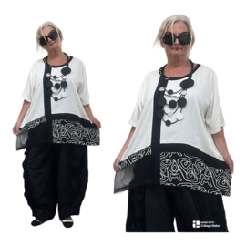 Zedd Plus oversized viscose A-lijn tuniek/top zwart/wit