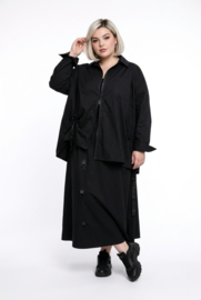 Vincenzo Allocca oversized katoen A-lijn vest/blouse/tuniek met rits/zwart apart stretch
