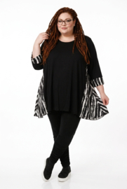 AKH oversized viscose jersey A-lijn jurk  apart/stretch zwart/wit