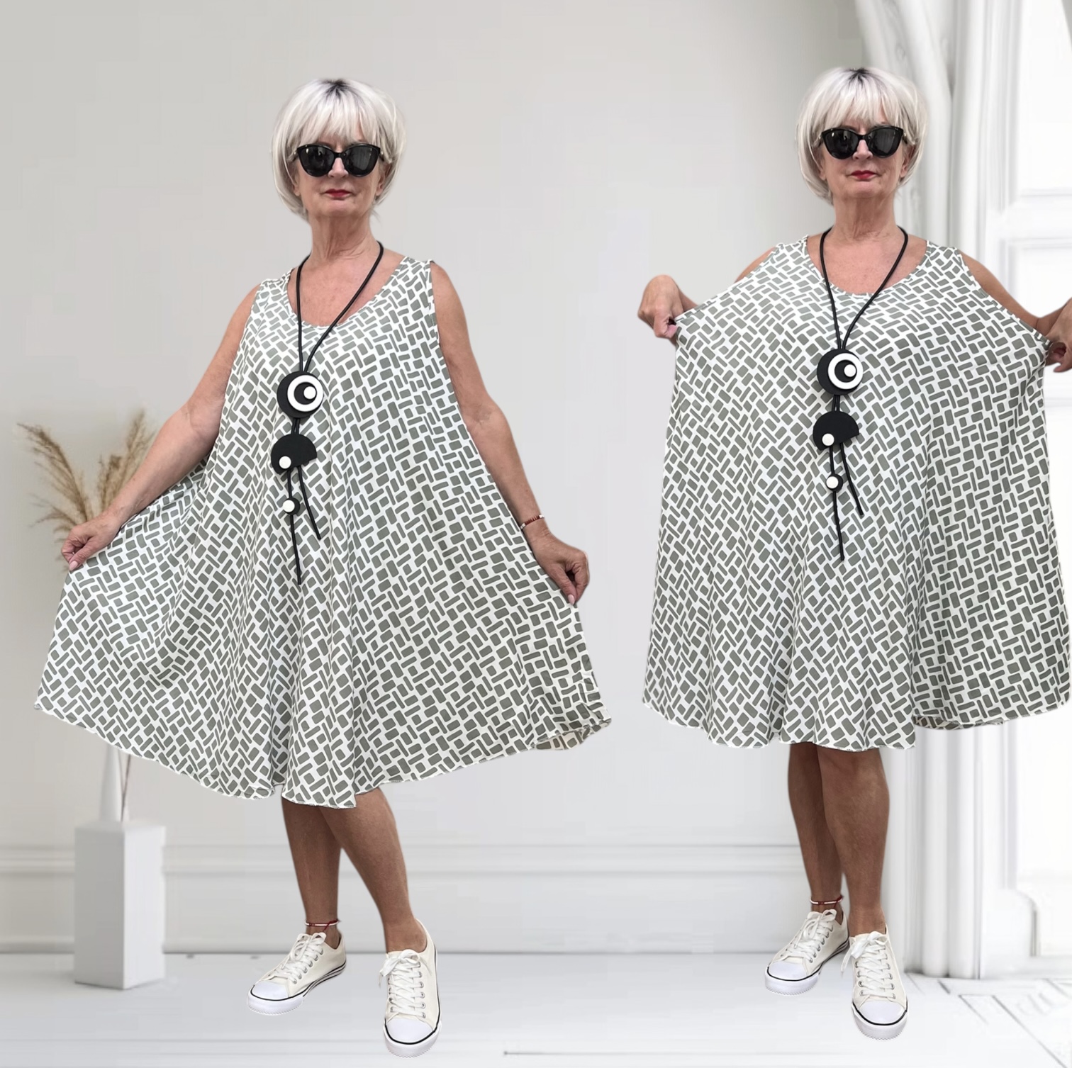 ITALIA oversized viscose A-lijn zomer jurk