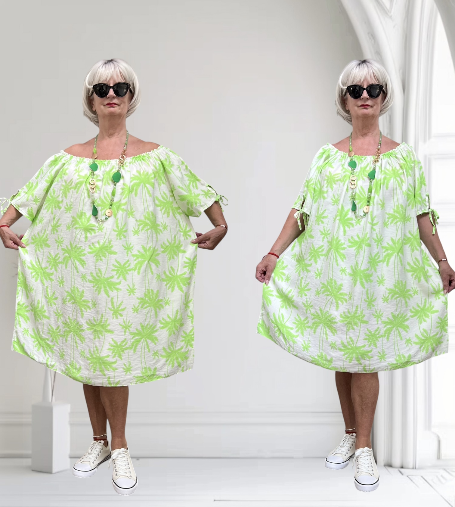 ITALIA oversized viscose A-lijn zomer jurk