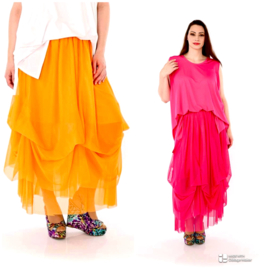 AKH oversized viscose tule rok met verstelbare plooien/in meerdere kleuren