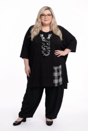 AKH viscose mix tuniek met een zak /apart/ zwart/grijs