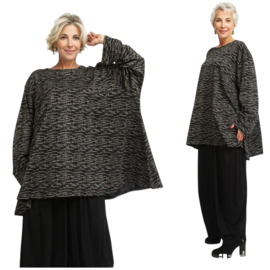 AKH oversized jersey viscose mix A-lijn tuniek apart stretch zwart/wit
