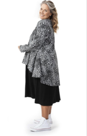 AKH oversized  viscose  A-lijn jurk/top  apart stretch zwart/grijs