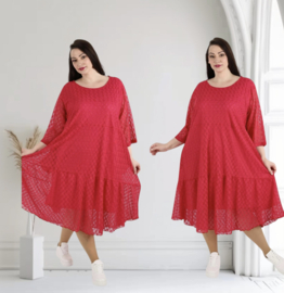 AKH viscose A-lijn KANTEN jurk met zakken gevoerd  /apart stretch