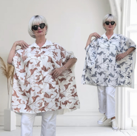 ITALIA MODA oversized katoen geborduurde blouse/hemd/in meerdere kleuren