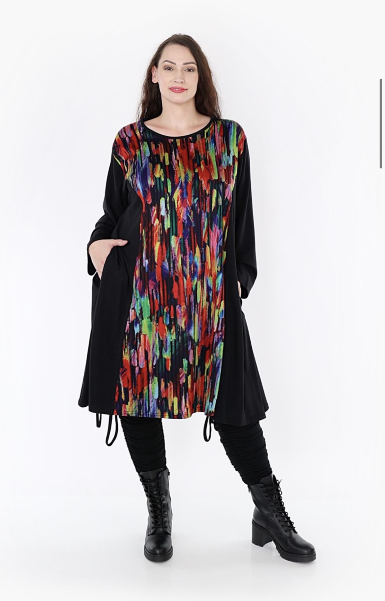 AKH oversized viscose mix jurk/tuniek apart stretch