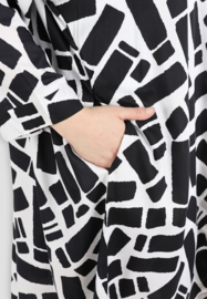 AKH oversized viscose A-lijn blouse/tuniek zwart/wit  apart