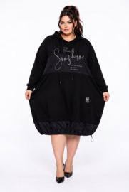 ITALIA MODA oversized katoen ballon jurk stretch zwart