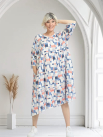 AKH oversized viscose/linnen A-lijn jurk/tuniek met zakken apart 