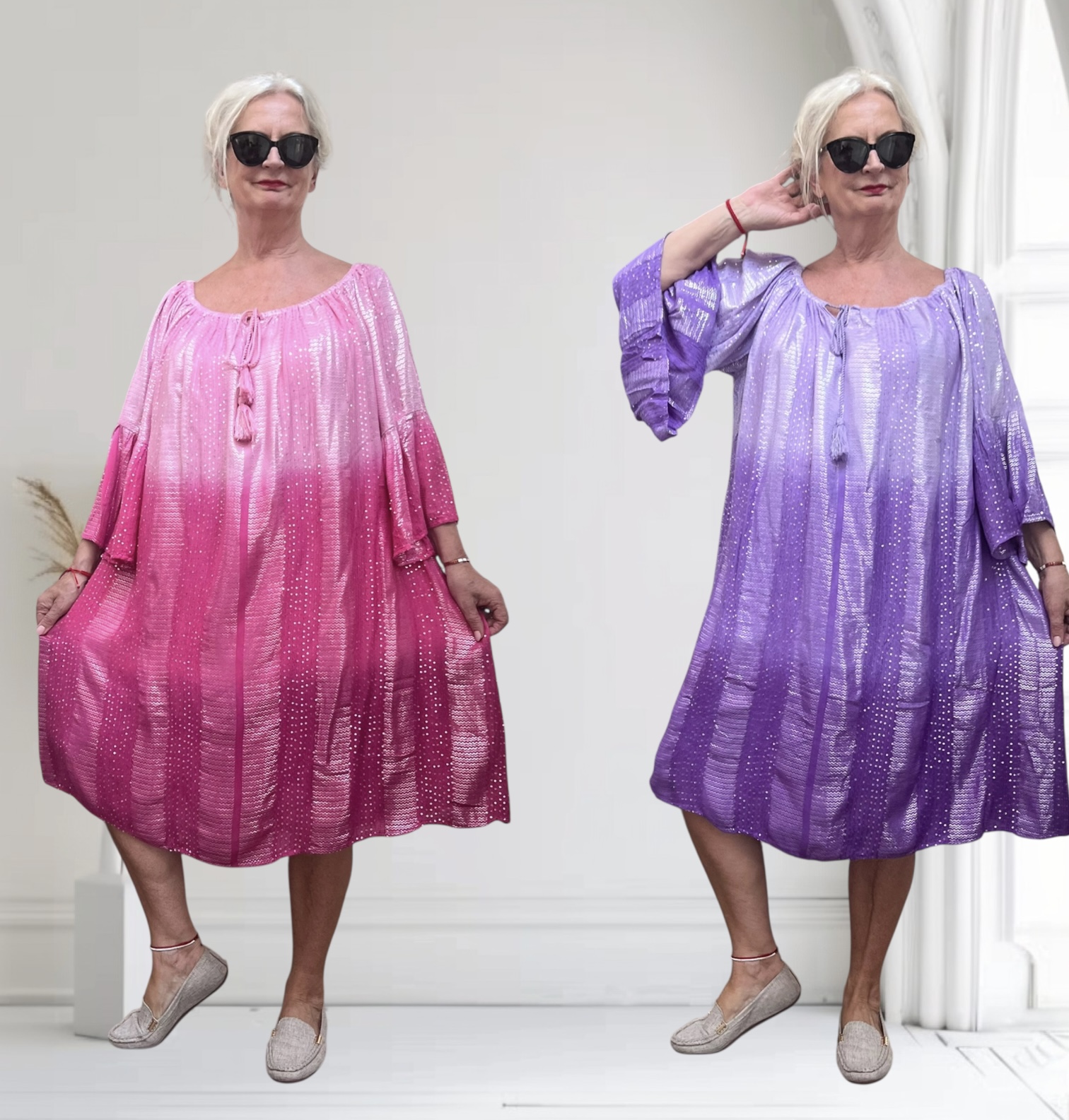 UNIDIVA viscose BOHO jurk gevoerd apart/in meerdere kleuren
