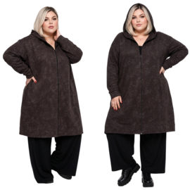 AKH oversized viscose jersey blazer met capuchon stretch/chocoladebruin