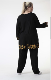 AKH oversized tricot viscose mix A-lijn tuniek apart stretch zwart/geel