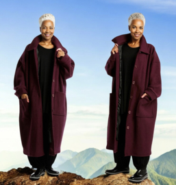 AKH oversized lange wollen winterjas/mantel  gevoerd