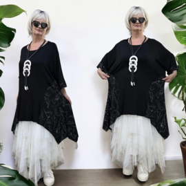AKH oversized viscose A-lijn tuniek  apart stretch zwart