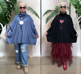 ITALIA oversized viscose mix gebreide top/tuniek met col  /in meerdere kleuren