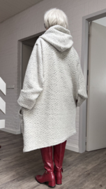 AKH oversized asymmetrisch wollen winterjas/mantel  gevoerd