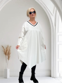 ITALIA  oversized viscose mix wijde jurk met zakken stretch apart