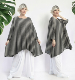 AKH oversized viscose A-lijn tuniek apart zwart/wit