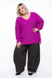 ITALIA oversized acryl mix gebreide top met franjes /in meerdere kleuren