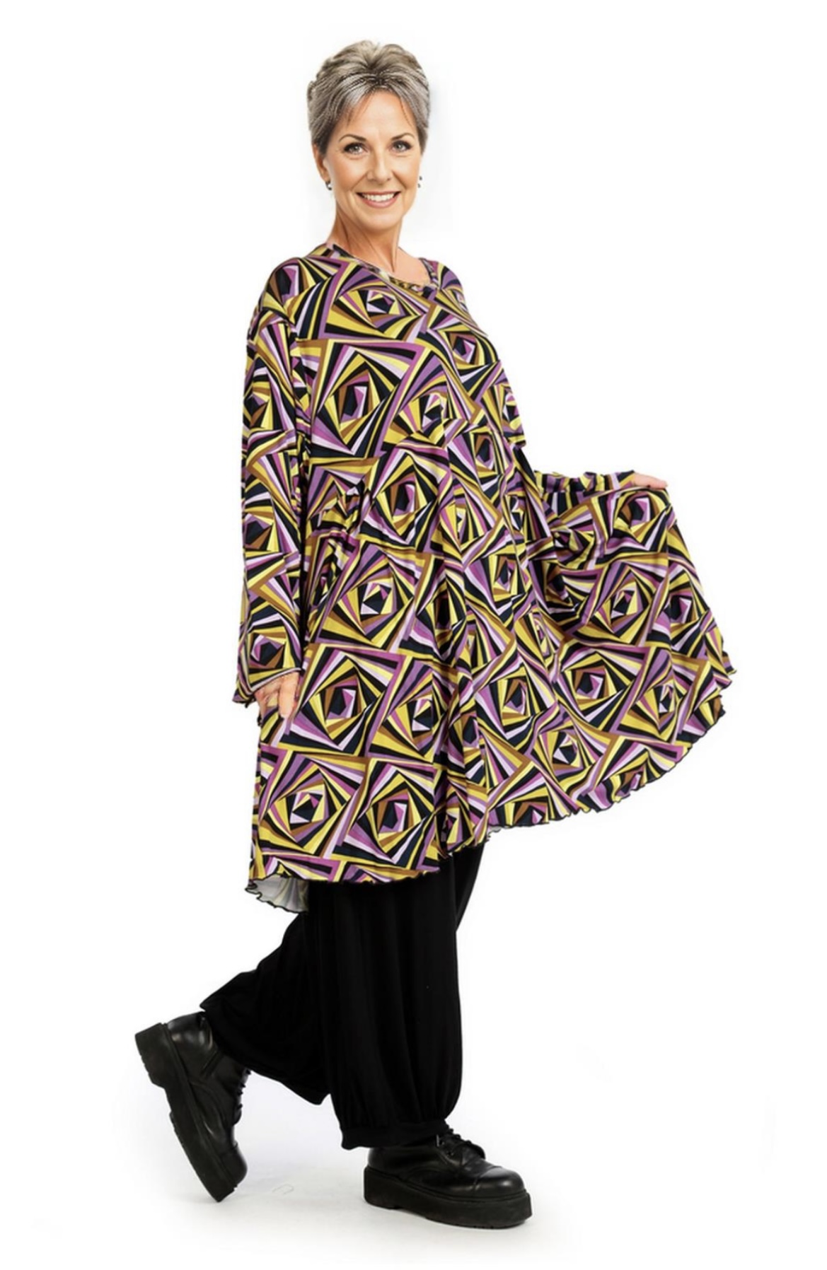 AKH oversized viscose tricot A-lijn tuniek  apart stretch