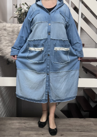 XUNA oversized jeans katoen A-lijn blazer/vest /strech