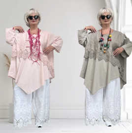 Moonshine linnen/katoen A-lijn tuniek/ geborduurd / in meerdere kleuren