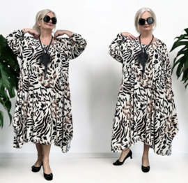 R.A.F.A.Y viscose A-lijn jurk met zakken / stretch