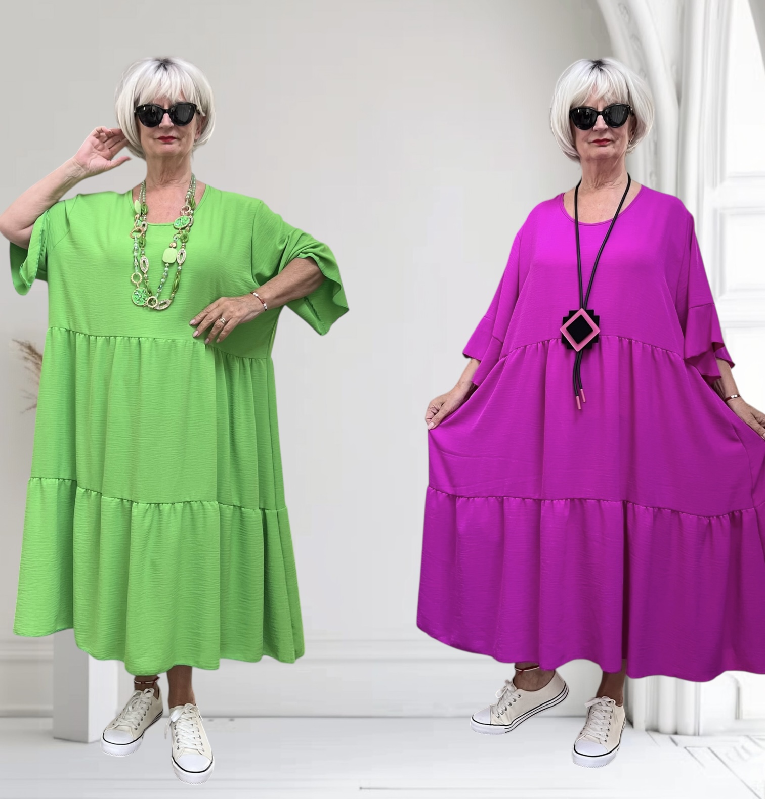 ITALIA  MODA  viscose wijde jurk apart/ in meerdere kleuren
