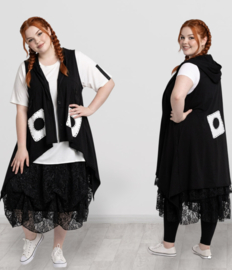 Vincenzo Allocca viscose A-lijn mouwloze blazer stretch zwart/wit