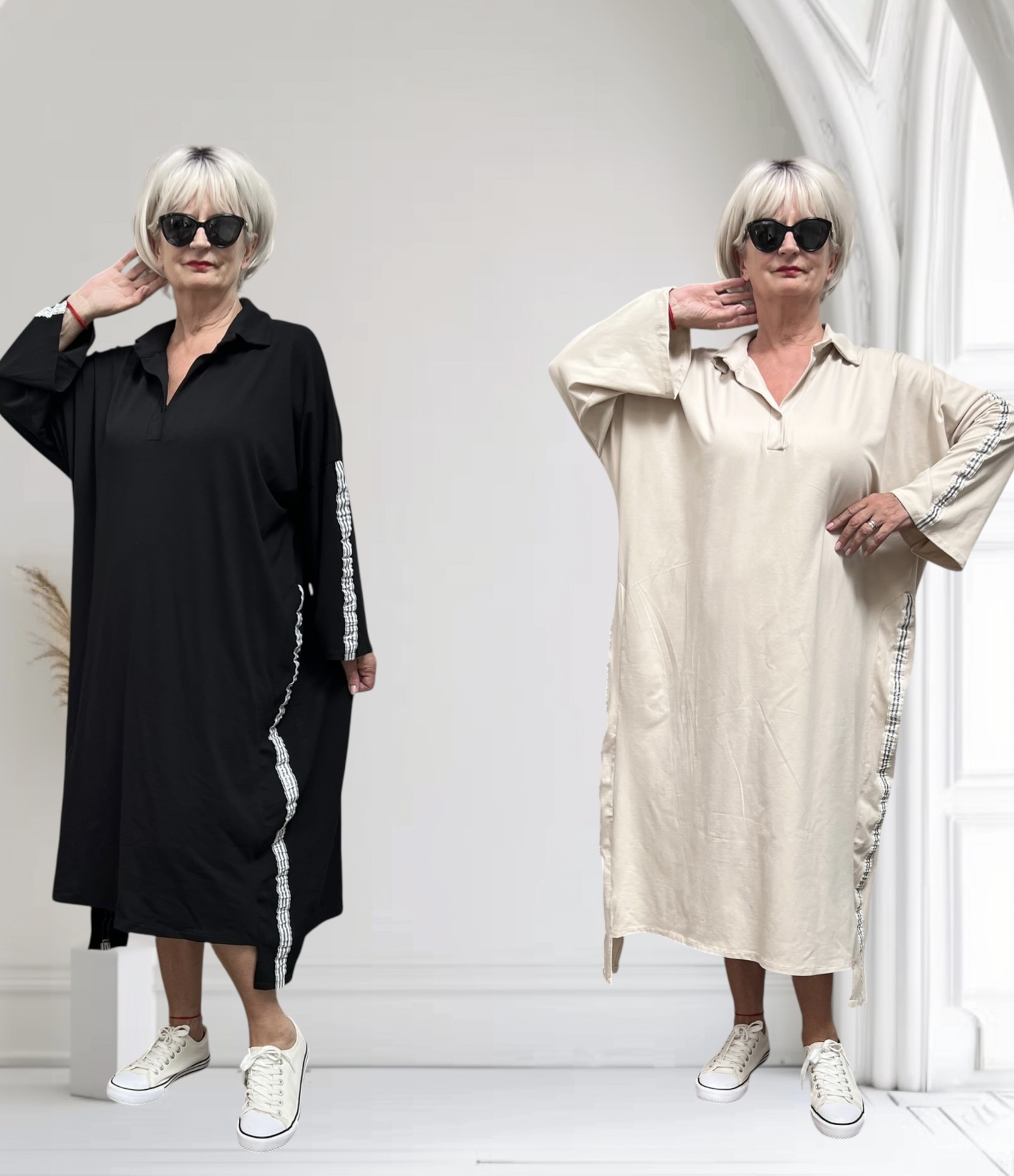 ITALIA viscoser jurk met bis stretch/apart/in meerdere kleuren