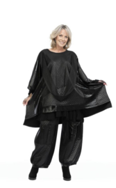 AKH oversized A-lijn viscose asymmetrische tuniek/stretch zwart