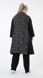 AKH oversized viscose A-lijn blazer/vest/jas apart  zwart/wit/stretch