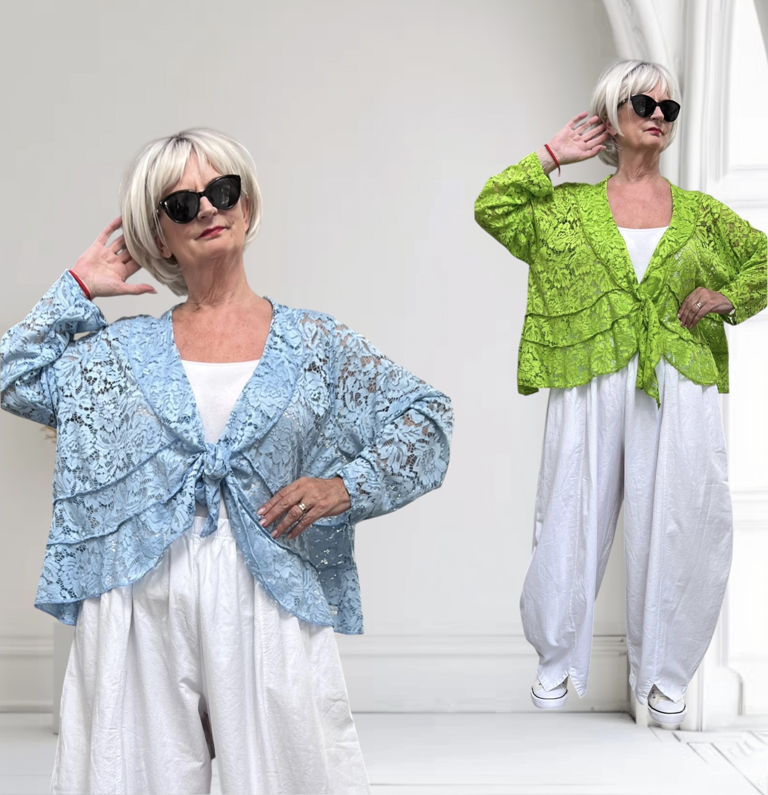 ITALIA  oversized kanten korte vest  stretch/in meerdere kleuren