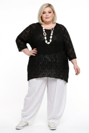 ITALIA oversized viscose KANTEN top met zakken  stretch/zwart