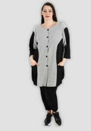 AKH oversized viscose jersey A-lijn blazer/vest apart/ stretch zwart/wit